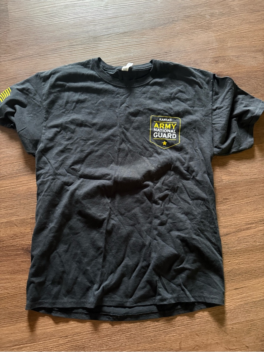 Jerzees Black T-Shirt with Yellow Kansas Army National Guard Logo